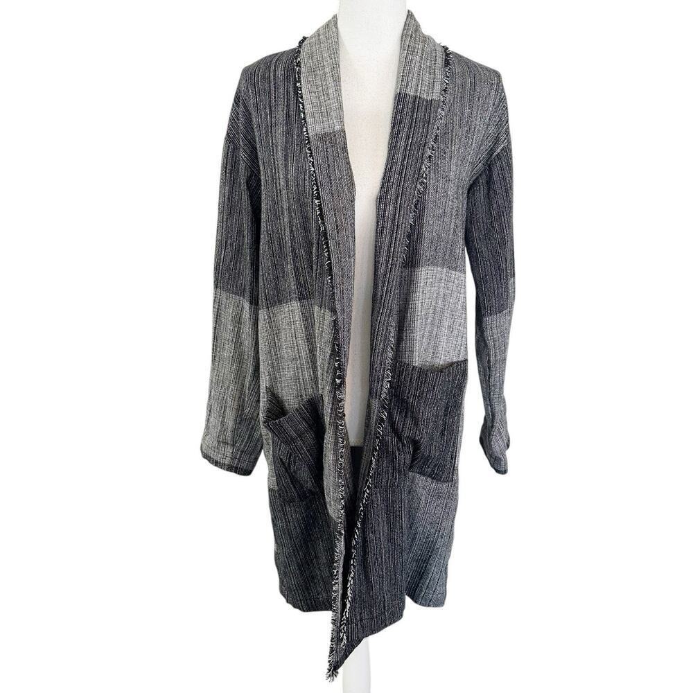 Eileen Fisher Womens Woven Open Jacket Cardigan Long Size S/M Organic‎ Luxury